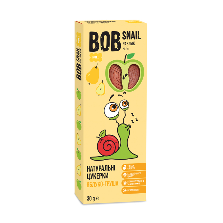 Натуральні цукерки Bob Snail Яблуко-груша, 30 г